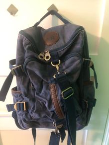 Kaukko blue canvas denim duffel bag backpack rucksack with laptop compartment