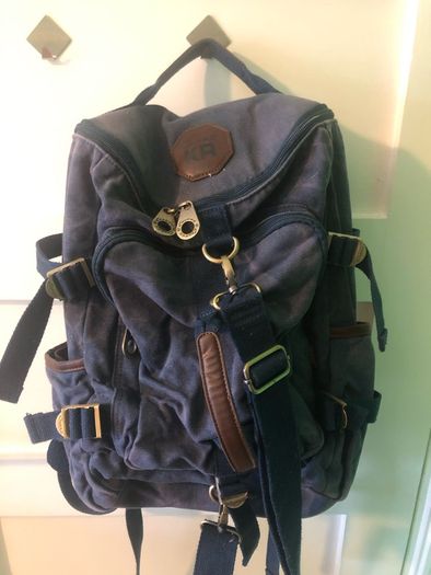 Kaukko blue canvas denim duffel bag backpack rucksack with laptop compartment