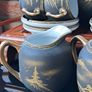 Vintage Japanese-style tea set - black and gold Image 3