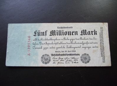 Germany. Reichsbanknote. 5 Millionen Mark (25.7.1923) Nice Condition!