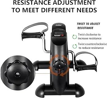 Mini Exercise Bike Pedal Sit Down, Under Desk Bike with LCD Display for Legs and Arms, Non-Slip Mat Included
