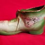 Staffordshire Style Porcelain Boot Vase - Green with Roses ,  Decor or Cactus Planter Image 2