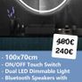 LED Bathroom Mirror 100x70cm Demister Bluetooth Speakers Image 2