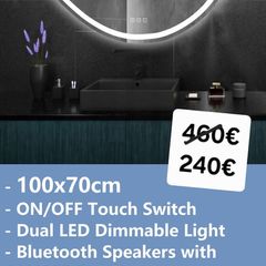 LED Bathroom Mirror Bluetooth Speakers Antifog