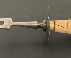 Antique Victorian Edwardian Meat Carving Fork with Safety Guard Rustic Farmhouse Kitchenalia