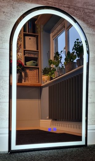 LED Bathroom Mirror 60x100cm Black Frame Antifog Demister Dual LED Touch Switch Vanity Makeup Ensuite
