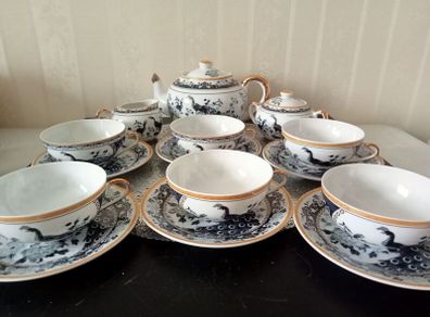 Oriental  Peacock  Eggshell Porcelain Tea Set