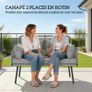 2-Seater Woven Resin Garden Sofa with Cushions and Pillows, Outdoor Sofa with Armrests, Dark Gray Image 4