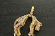 18k gold pendant cat / panther with diamonds