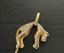18k gold pendant cat / panther with diamonds