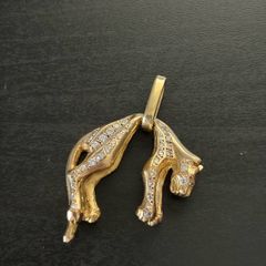 18k gold pendant cat / panther with diamonds
