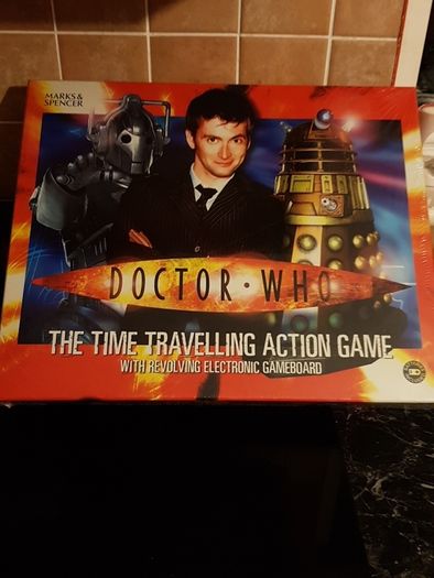 Unopened Dr who action game with electronic game board