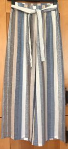 Size 8 Blue, Cream and Brown Striped Trousers