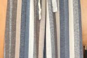 Size 8 Blue, Cream and Brown Striped Trousers