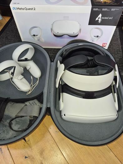 meta quest 2 with carry case and adjustable head strap