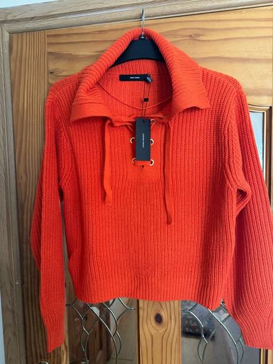 Vero Moda VMLEA LS TIE V-NECK Pullover FR Tangerine Tango / orange  size S UK12 EU40 Postage included