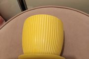 Yellow ribbed plant pot