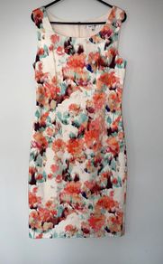 Stunning L.K. Bennett Dr Roxette Watercolour Floral Pencil Dress UK 8 Fully Lined Designer Occasion Dress