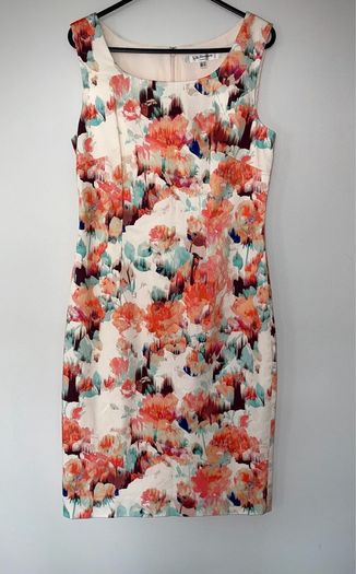 Stunning L.K. Bennett Dr Roxette Watercolour Floral Pencil Dress UK 8 Fully Lined Designer Occasion Dress