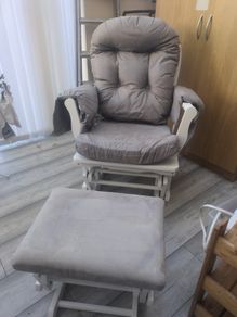 Babylo Brompton rocking chair and stool White / Grey