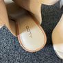 Never worn Aldo leather peep toe beige mules shoes heels Image 4