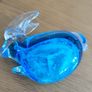 Vintage Art Glass Blue Bunny Rabbit Details Smooth Bottom Paperweight Shelf Desk Image 6