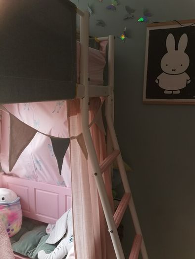 Loft bed frame with desk