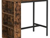 Bar Table with Shelf, Bar Table, Kitchen Table, 3 Open Compartments, Dining Table, Kitchen Counter for Kitchen, Dining Room, 110 x 60 x 100 cm, Industrial Design, Vintage Brown/Black