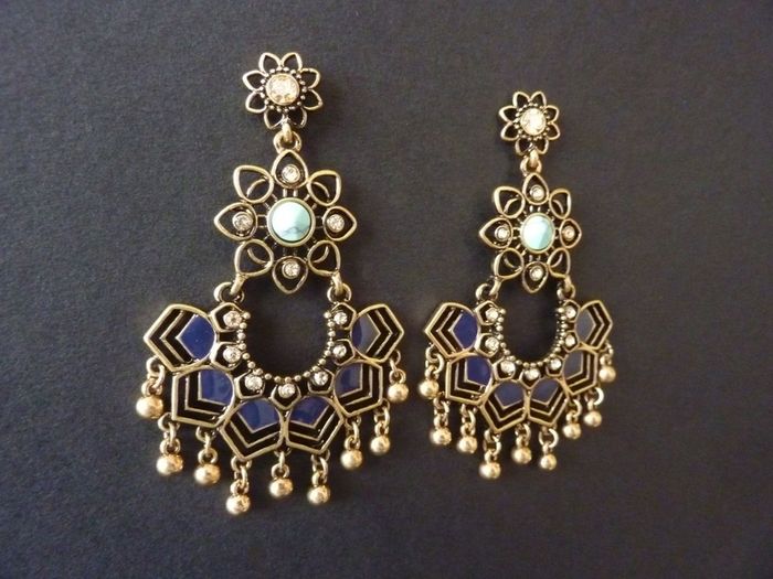 Boho Hippie Turquoise Tassel Statement Earrings