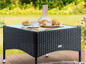 Polyrattan Coffee Table Height Adjustable Feet 5 mm Safety Glass