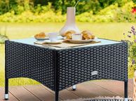 main image for ad Polyrattan Coffee Table Height Adjustable Feet 5 mm Safety Glass