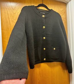 New super soft Dunnes black cardigan with gold buttons