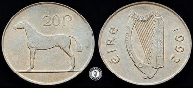 [#473] - Ireland 1992 | 20p | 20 Pence | Horse | KM.25