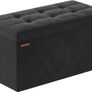 NEW SALE | Storage Ottoman, Foldable Velvet Storage Bench, Footstool, 2 Extra Storage Boxes, 38 x 76 x 38 cm, 300 kg Load Capacity, for Hallway, Living Room, Bedroom Image 2