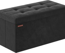 NEW SALE | Storage Ottoman, Foldable Velvet Storage Bench, Footstool, 2 Extra Storage Boxes, 38 x 76 x 38 cm, 300 kg Load Capacity, for Hallway, Living Room, Bedroom