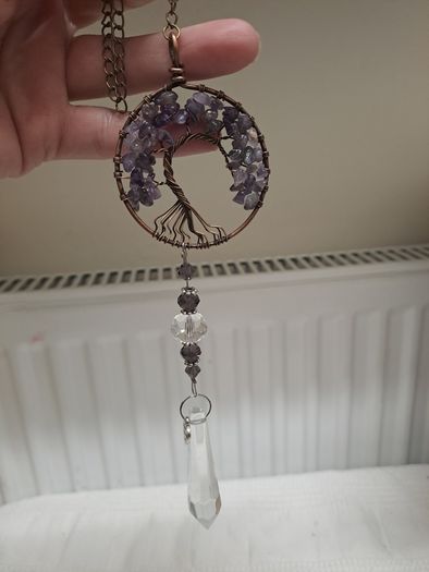 Amethyst Handmade Tree of Life Crystal Suncatcher