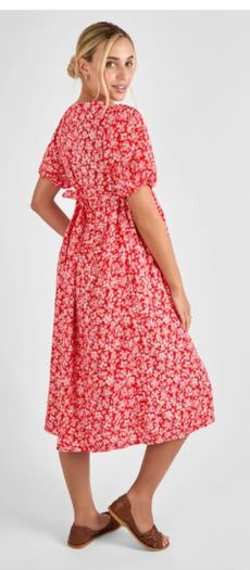 Red Floral Maternity Dress, Size 8. New!