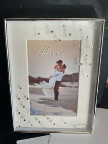 Silver wedding frame with crystals 6x4 inch