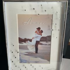 Silver wedding frame with crystals 6x4 inch