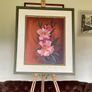 Vintage Peonies Floral Original Acrylic Painting In Ornate Frame Image 2