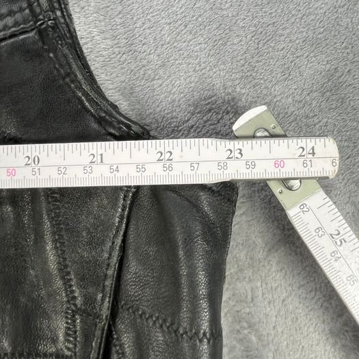 Black Patchwork Leather Vest Waistcoat - Zip Buckles - Large