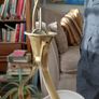 Antique French brass ceiling light with glass shade Image 7