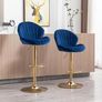 Set of 2 Luxury Bar Stools swivel with a stunning gold chrome base Image 4