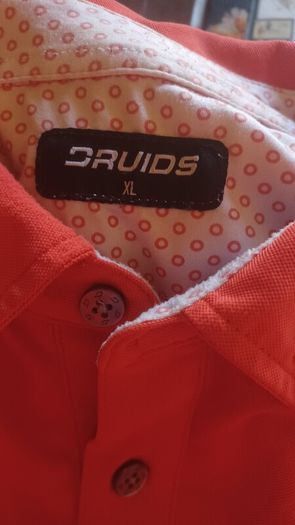 Druids red golf polo shirt XL