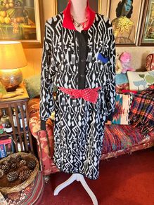 Vintage 80s/90s Jennifer Moore Abstract Geometric Knit Dress - Size 20