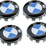 x4 56mm BMW SERIES 1 3 5 X1 X3 X5 MSPORT Alloy Wheel Centre Caps Blue & White Image 2