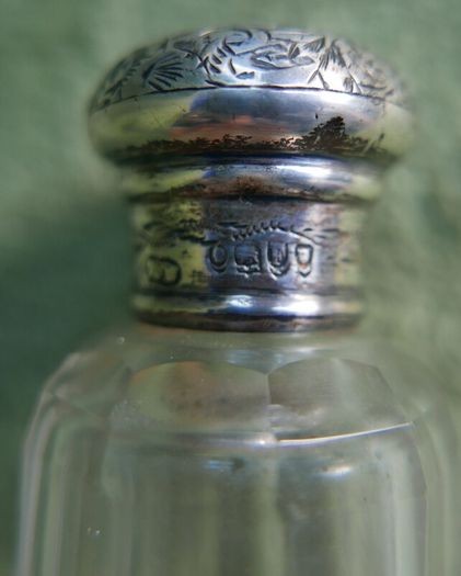 Antique Edwardian 1800s Set 5 Sterling Silver Cut Glass Vanity Pin Bottles Jars
