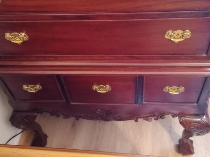 Tallboy Chest of Drawers with Bonnet Top & Carvings