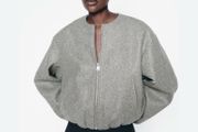 Zara Soft Grey Bomber Jacket