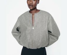 Zara Soft Grey Bomber Jacket